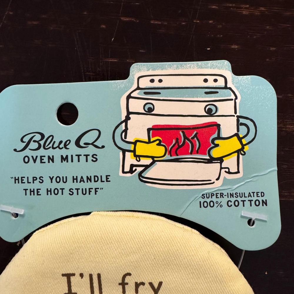 Blue Q Oven Mitt with Yellow and Green Design - Picture 4 of 7